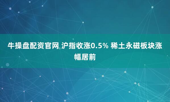 牛操盘配资官网 沪指收涨0.5% 稀土永磁板块涨幅居前